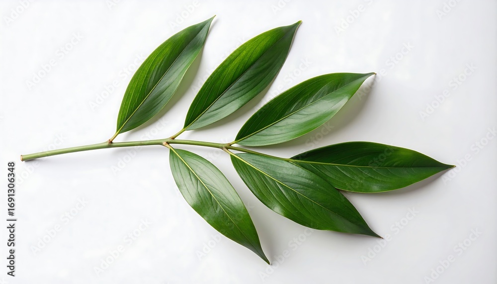 Obraz premium Green leaves on white background