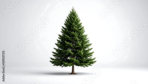 Isolated green Christmas tree on a plain white background