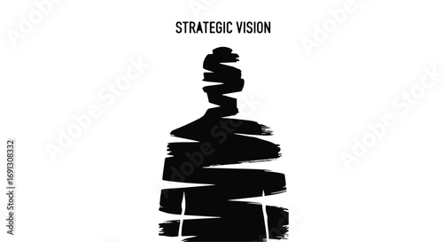 Abstract silhouette of a person with "STRATEGIC VISION" text above, symbolizing foresight and planning.