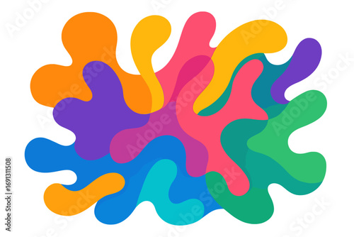 Colorful abstract vector background. Fluid organic shapes, liquid amoeba blobs. Vibrant modern design element. Overlapping colors, creative transparent layers. Funky art spot.