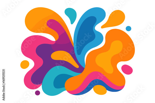 Colorful abstract vector background with organic shapes and fluid forms. Modern vibrant liquid splash illustration. Paper cut effect design element for creative concepts.