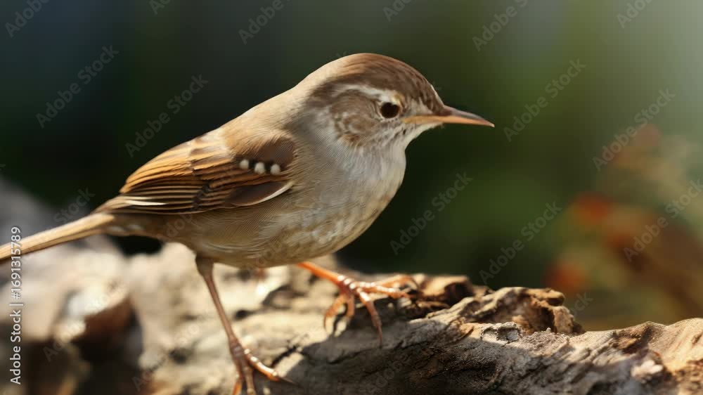 custom made wallpaper toronto digitalA small brown and white sparrow perched on a tree bark, capturing the essence of nature in its serene simplicity.