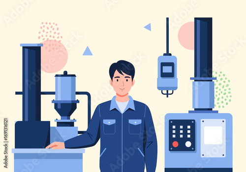Industrial Worker and Modern Manufacturing Equipment