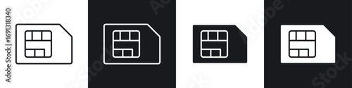 Sim card icon symbol collection on white background.
