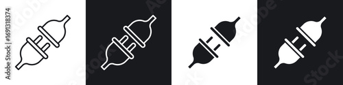 Plug connection icon symbol collection on white background.