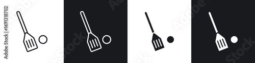 Broom-ball icon symbol collection on white background.