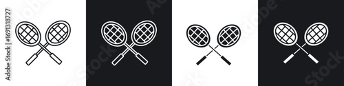 Badminton icon symbol collection on white background.