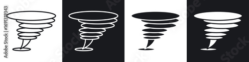 Tornado icon symbol collection on white background.