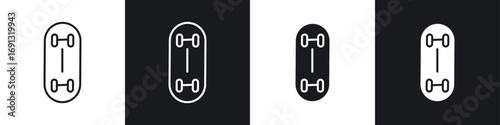 Skateboard icon symbol collection on white background.