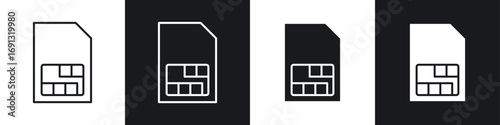 Sim card icon symbol collection on white background.