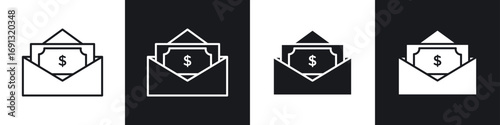 Salary icon symbol collection on white background.