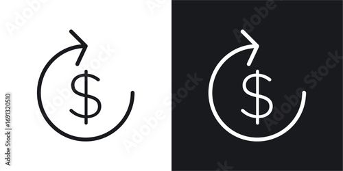 Refund icon symbol collection on white background.