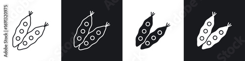 Peapod icon symbol collection on white background.
