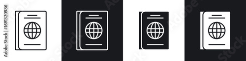Passport icon symbol collection on white background.