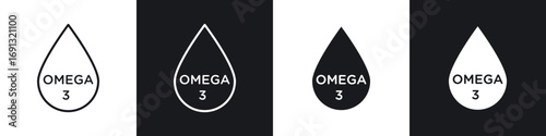 Omega 3 icon symbol collection on white background.