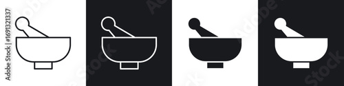 Mortar pestle icon symbol collection on white background.