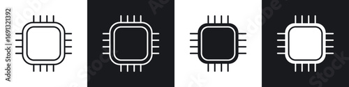 Microchip icon symbol collection on white background.