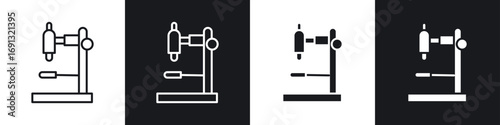 Microscope icon symbol collection on white background.
