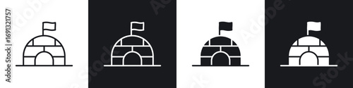 Igloo icon symbol collection on white background.