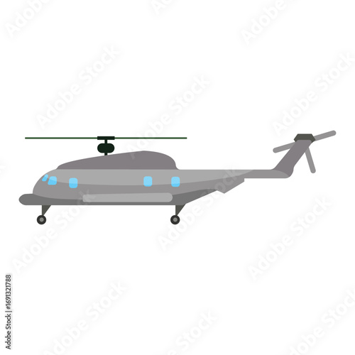 Military Transport Helicopter Vector Illustration on White Background