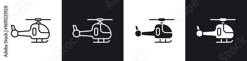Helicopter icon symbol collection on white background.