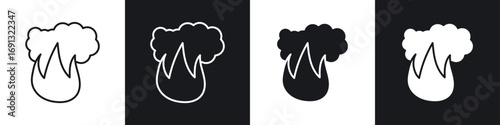 Fire smoke icon symbol collection on white background.