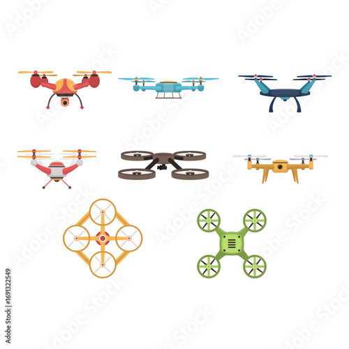 Set Drone Collection Various Types of UAVs