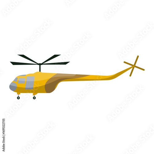 Yellow helicopter illustration Aerial vehicle for transport and travel