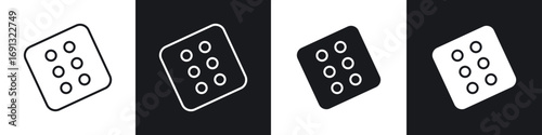 Dice six icon symbol collection on white background.