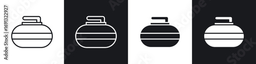 Curling stone icon symbol collection on white background.