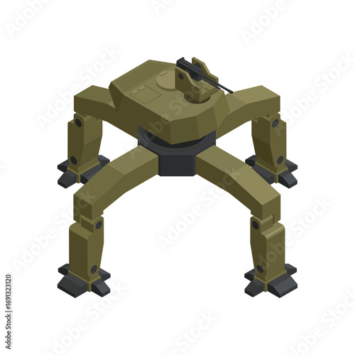 Conceptual isometric design of a quadruped military robot for future warfare scenarios