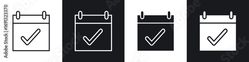 Check in calendar icon symbol collection on white background.