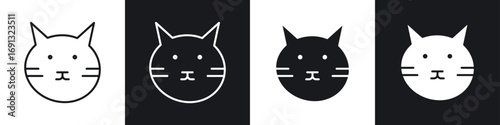 Cat icon symbol collection on white background.