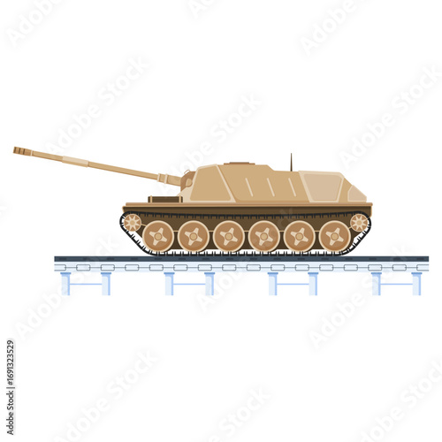 Detailed vector illustration of a powerful armored combat tank vehicle on white background