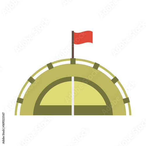 Camping tent illustration A simple design featuring a flag and outdoor shelter