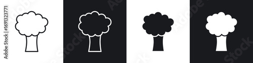 Broccoli icon symbol collection on white background.