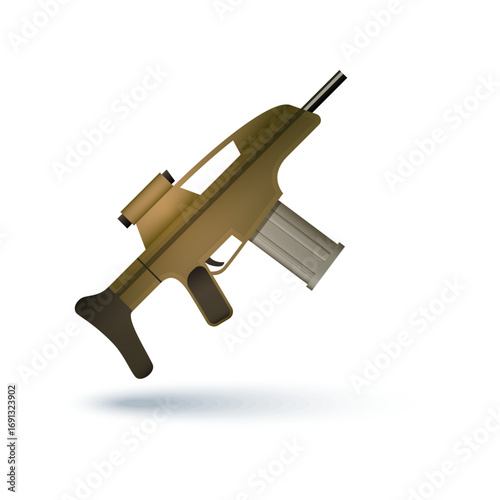 A modern tactical bullpup assault rifle firearm illustration for military concepts