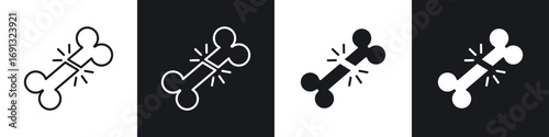 Bone break icon symbol collection on white background.