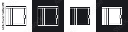 Blinds open icon symbol collection on white background.