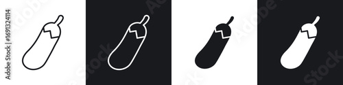 Aubergine icon symbol collection on white background.