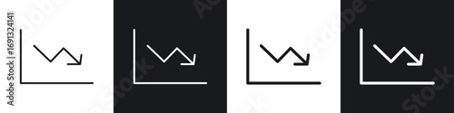 Arrow trend-down icon symbol collection on white background.
