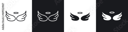 Angel icon symbol collection on white background.