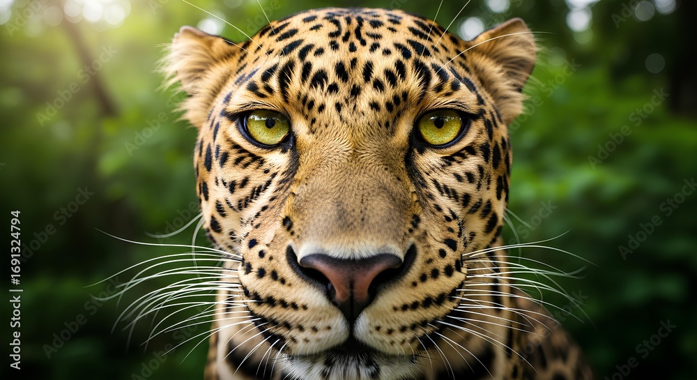 Obraz premium Majestic Leopard Portrait Intense Gaze in Natural Habitat