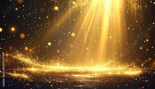 Wallpaper Mural Golden light rays on dark background Torontodigital.ca