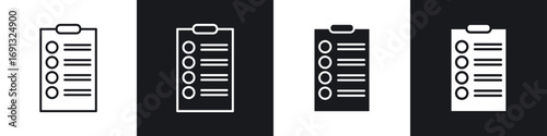 Clipboard icon symbol collection on white background.