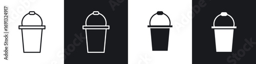 Bucket icon symbol collection on white background.