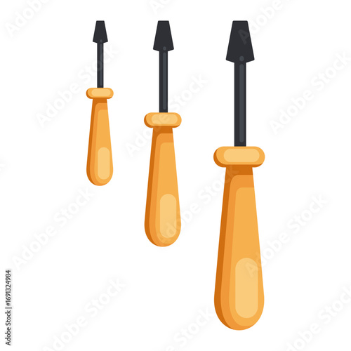 Collection of various sized flathead screwdrivers for home repair and DIY projects