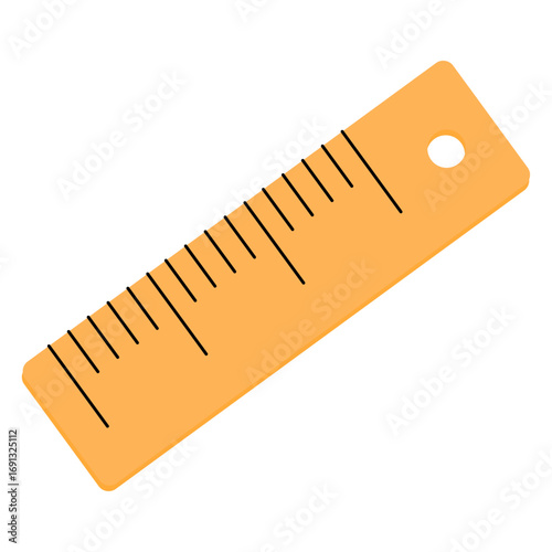 Ruler with black markings for measuring and drawing, a simple stationery tool