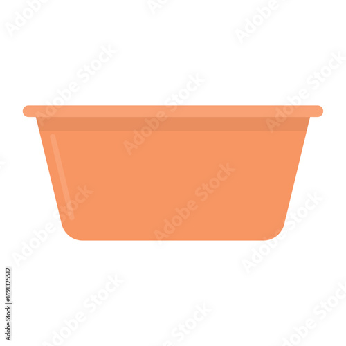 Simple flat icon of a rectangular orange plastic basin for household use