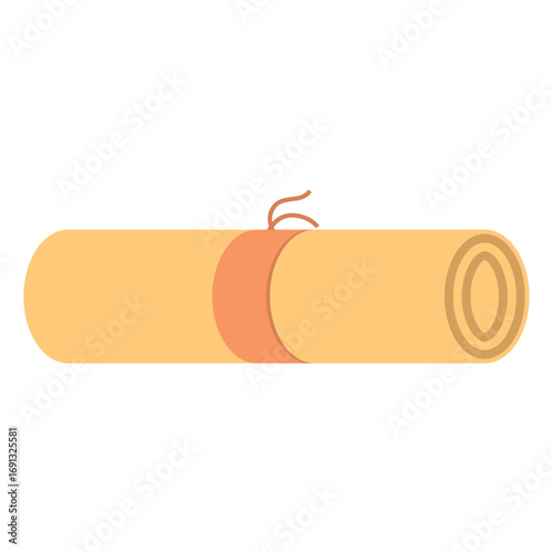 An ancient rolled up paper scroll or parchment document tied with a ribbon
